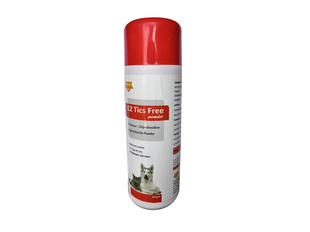 E2 Tics Free Powder (100 Gm) Propoxur, Chlprohexidine Hydrochloride Powder