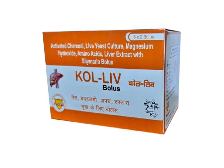 Kol-Liv Bolus Activated Charcoal, Live Yeast Culture, Magnesium Hydroxide, Amino Acids, Liver Extract with Silymarin Bolus