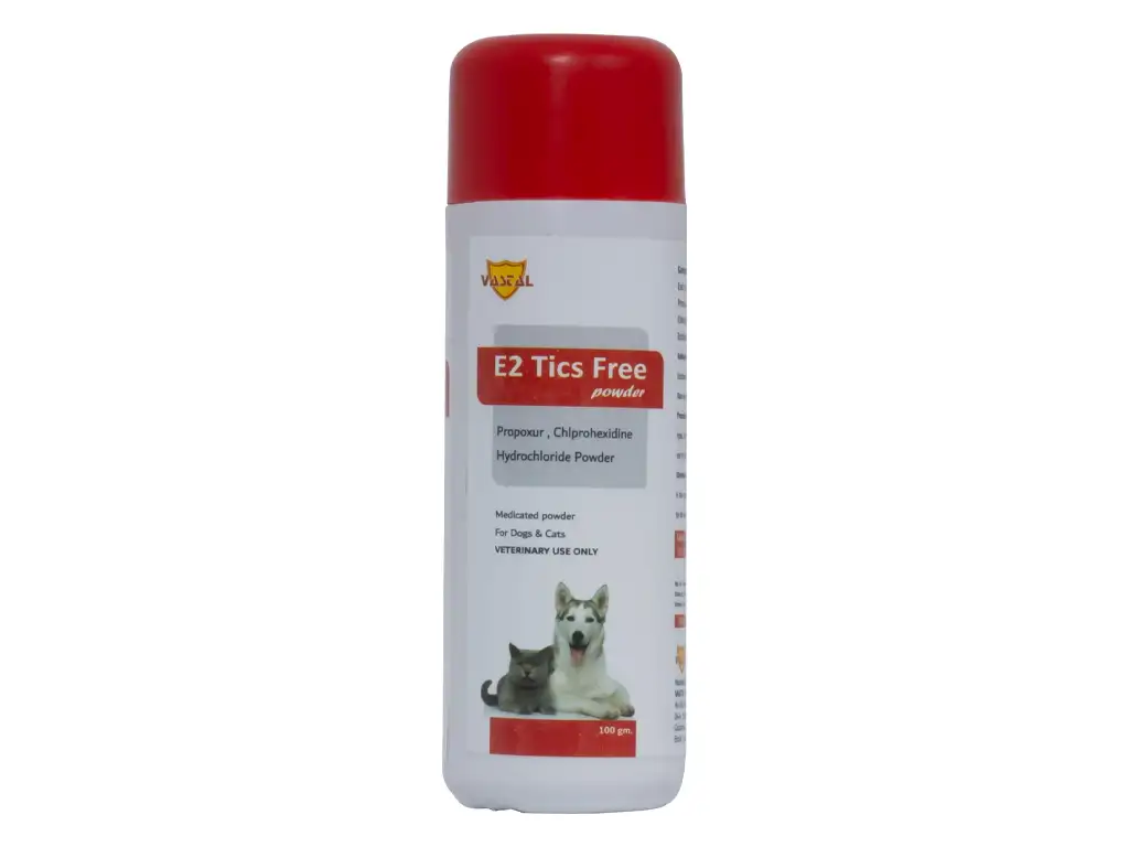 E2 Tics Free Powder (100 Gm) Propoxur, Chlprohexidine Hydrochloride Powder